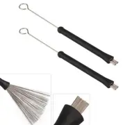 1 Pair Retractable Jazz Drum Brushes Percussion Steel Wire Strands Sticks Loop