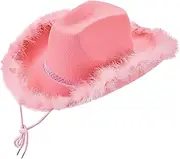 [rockible] Feather Cowgirl Hat Cowboy Hat for Party Supplies Birthday Stage Performance