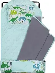 Wildkin All-in-One Modern Nap Mat with Pillow for Toddler Boys and Girls, Perfect Size for Daycare and Preschool, Designed with Elastic Corner Straps to Fit a Standard Cot