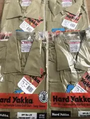 4 HARD YAKKA - MENS COTTON DRILL LONG SLEEVE WORK SHIRTS -SIZE 2XL