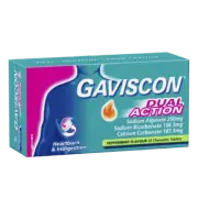 Gaviscon Dual Action 32 Chewable Tablets - Peppermint Heartburn Indigestion