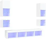 8 Piece TV Wall Unit with | Engineered Wood Wall-Mounted TV Stand | Modern Entertainment Storage Solution for Living Room & Bedroom | Space-Saving Design