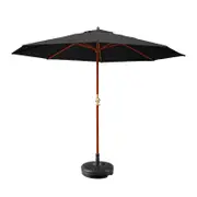 Outdoor Umbrella 3M with Base Pole Umbrellas Garden Stand Deck Black