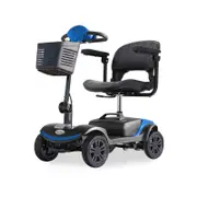 EQUIPMED Electric Mobility Scooter Portable Folding for Elderly Older Adult, SmartRider Black & Blue
