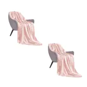 SOGA 2X Pink Acrylic Knitted Throw Blanket