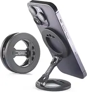 Double Magnetic Ring Phone Holder – Attach to Any Iron Surface | 1/4" Screw Hole | Compatible with iPhone 16/15/14/13/12 Pro Max Series & MagSafe Cases (MS-01-Black)