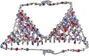 [Perfeclan] Women's Body Chain Sparkly Bra Chain Top for Club Summer Belly Dancing