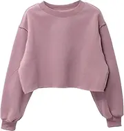 Amazhiyu Women Cropped Sweatshirt Long Sleeves Pullover Fleece Crop Tops