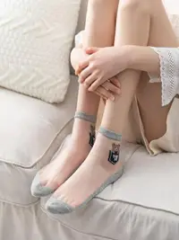 在飛比找樂天市場購物網優惠-蕾絲襪 3雙 襪子玻璃絲中筒襪短襪日繫韓國可愛透明 此商品不