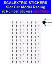 96 Slot car Scalextric race number stickers 13mm Model 1/32 Choice of 12 decals