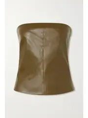 [ROSETTA GETTY] ROSETTA GETTY - Strapless Leather Top - Army green - US0 US 0 Green