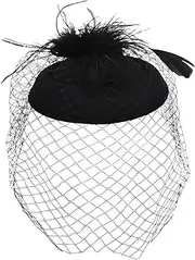 [Bumlofa] Black Fascinator Hats Pillbox Hat with Flower and Lace for Women Elegant Headband Hairband Ideal for Weddings Tea Parties, Black