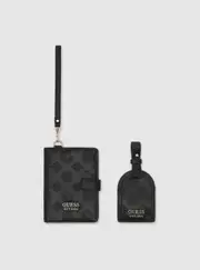 GUESS Black Logo Passport Organiser and Luggage Tag