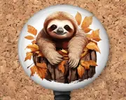 Badge Reel - Fall Sloth Retractable ID Holder 8392