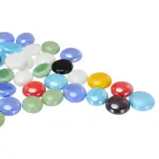 Glass Beads,36pcs Flat Glass Gemstone Solid Color Mixed 0.44lbs Glass Pebbles