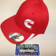 Cummins hat ball cap fitted flex fit flexfit stretch cummings red white s/m