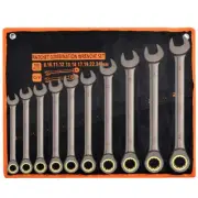 6/8/10Pcs Metric Flexible Ratcheting Spanner Set Combination Wrench + Roll Bag