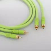 Pair 6N 99.9999% OFC RCA Hifi Audio Interconnect Cable With Gold Plated RCA Plug