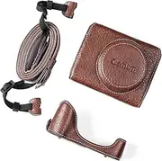[Rieibi] G7X G7X II G7X III Case, Vintage Leather Camera Case for Canon PowerShot G7 X/G7 X Mark II/G7 X Mark III DSLR Camera, Protective Case with Strap, Coffee, Camera Case