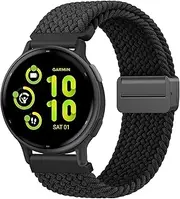 Braided Nylon Band Compatible With Garmin Vivoactive 5/Vivoactive 3 Watch Bands, 20mm Soft Stretchy Replacement Strap for Garmin Venu/Venu Sq/Vivomove/Forerunner 55/158/165/245/645