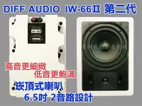 在飛比找Yahoo!奇摩拍賣優惠-【昌明視聽】DIFF AUDIO 新款式  IW-66Ⅱ 天