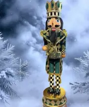 Mackenzie Childs 20" Emerald Luxe Nutcracker Holiday Whimsy Collectible New