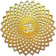My Dream Carts Golden Om Round Decorative Wall Art Mdf Wooden Om Chakra For Temple, Living Room, Bedroom, Office, Hotel, Home Decor Items, Gift Item, Mandala Wall Hanging For House Decoration 20x20cm