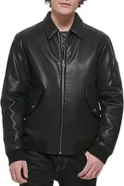 [Tommy Hilfiger] Men's Faux Leather Bomber Jacket