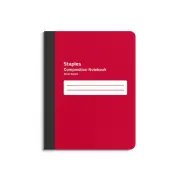 Staples Poly Composition Notebook Wide Ruled 9-3/4" x 7-1/2" Red 964574