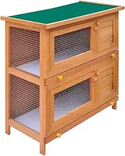 Outdoor Rabbit Hutch Small Animal House Pet Cage 4 Doors Wood,Small Animal Habitats & Cages 14.6KG-170159