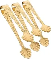 PRETYZOOM 3Pcs Small Stainless Steel Tongs with Elegant Design Food Clips for Appetizers Desserts and Ice Cubes Ergonomic Grip for Effortless Serving at Parties