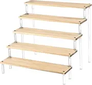 Acrylic Display Riser Jewellery Display Stand for Doll Dessert Action Figure Perfume, 5 Tiers