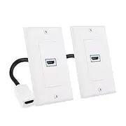 Cable Matters 2-Pack 1-Port 8K HDMI Wall Plate in White with 8K 60Hz and 4K 120Hz (HDMI Outlet, HDMI Wall Outlet, HDMI Box Supporting VRR, ALLM and HDR)
