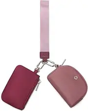 [WSRYDJDL] Mini Zip Around Wristlet Wallet for Women Detachable Dual Pouch Wristlet Portable Coin Pocket Keychain Small Purse, Wine Red, Leisure, Sports, Fashion, Elegance