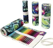 36/48/72 Slots Colored Pencil Wrap Pencils Roll Holder Coloring Pencils Organizer Holder Colored Pen Paint Brush Storage Pouch Portable for Artist Student (Ink wash Painting, 36 Holes)