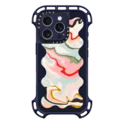 iPhone 16 Pro Ultra Bounce Case MagSafe Compatible Retro Rainbow with Black Wavy Border