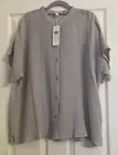 NWT$138 Eileen Fisher Nimbus Organic Cotton Lofty Gauze Mandarin Collar Shirt 1X