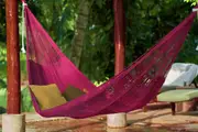 Outdoor undercover cotton Mayan Legacy hammock King size Mexican Pink