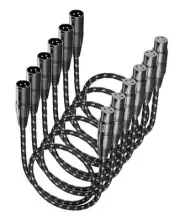 Short XLR Cables, Microphone Cable 2ft Feet Mic Cord 2 Feet Black-White 6 Pack
