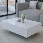 Wooden Coffee Table High Gloss White Modern Sofa Lounge Side Lamp Storage