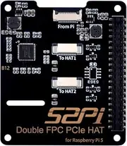 GeeekPi Dual FPC PCIe Hat for Raspberry Pi 5, B12 Hat 1 to 2 PCIe Interface with 40Pin GPIO Pin Header for Raspberry Pi 5, FPC Ribbon Cables Included