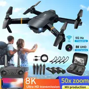 8K GPS Drone with HD Camera Drones Wifi FPV Foldable RC Quadcopter W/3Batteries