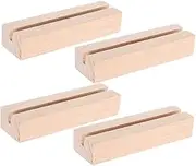 Veemoon 4pcs Wooden Card Holder for Table Elegant Calendar Stand Stable Design for Photos Business Cards and Table Numbers Natural Finish for Weddings and Office Use