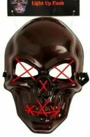 Light Up Skeleton Masks Brown with Orange Wire or Gray with Green Wire 6" X 9"