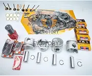 for Isuzu Forklift Parts 4JG2T 4JG2-T Rebuild Overhaul kit + 8 pcs valves + 8 pcs Guides + 8 pc Seats + Piston + Ring + Full Head Gasket kit + Crank pin Bearing Big end Bearing