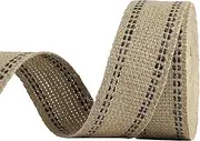 MEEDEE Upholstery Jute Webbing 2 Inch Black With Stitching for Home Decor, Chair, Seat, Furniture, Wreath Bow, Craft Projects, Rustic Decor (10 Yards)