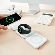 Foldable 3-in-1 Magnetic Travel Charger - White