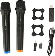 2Pcs Bluetooth Wireless Microphones, USB Dynamic Cordless Microphone for Karaoke Singing and Presentations, Portable Handheld Mic