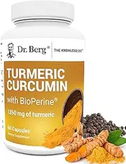 Dr. Berg's Turmeric Curcumin with Bioperine 95% Curcuminoids - Turmeric Curcumin Supplement for Brain, Heart & Joint Support - Anti Inflammatory Supplement - Turmeric and Black Pepper - 60 Capsules