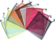 IWOWHERO 10pcs Mesh Drawstring Bag: 15.7" .5" Polyester Material with Cord Lock - Multipurpose Storage Bags for Multicolor